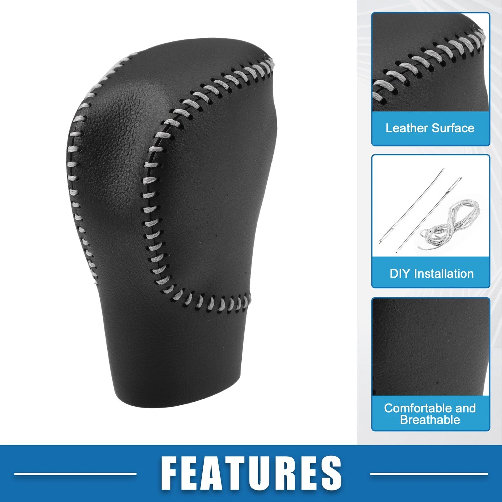 Gear Shift Head Knob Cover for Honda Civic (2022–2023) Black Gray Stitches