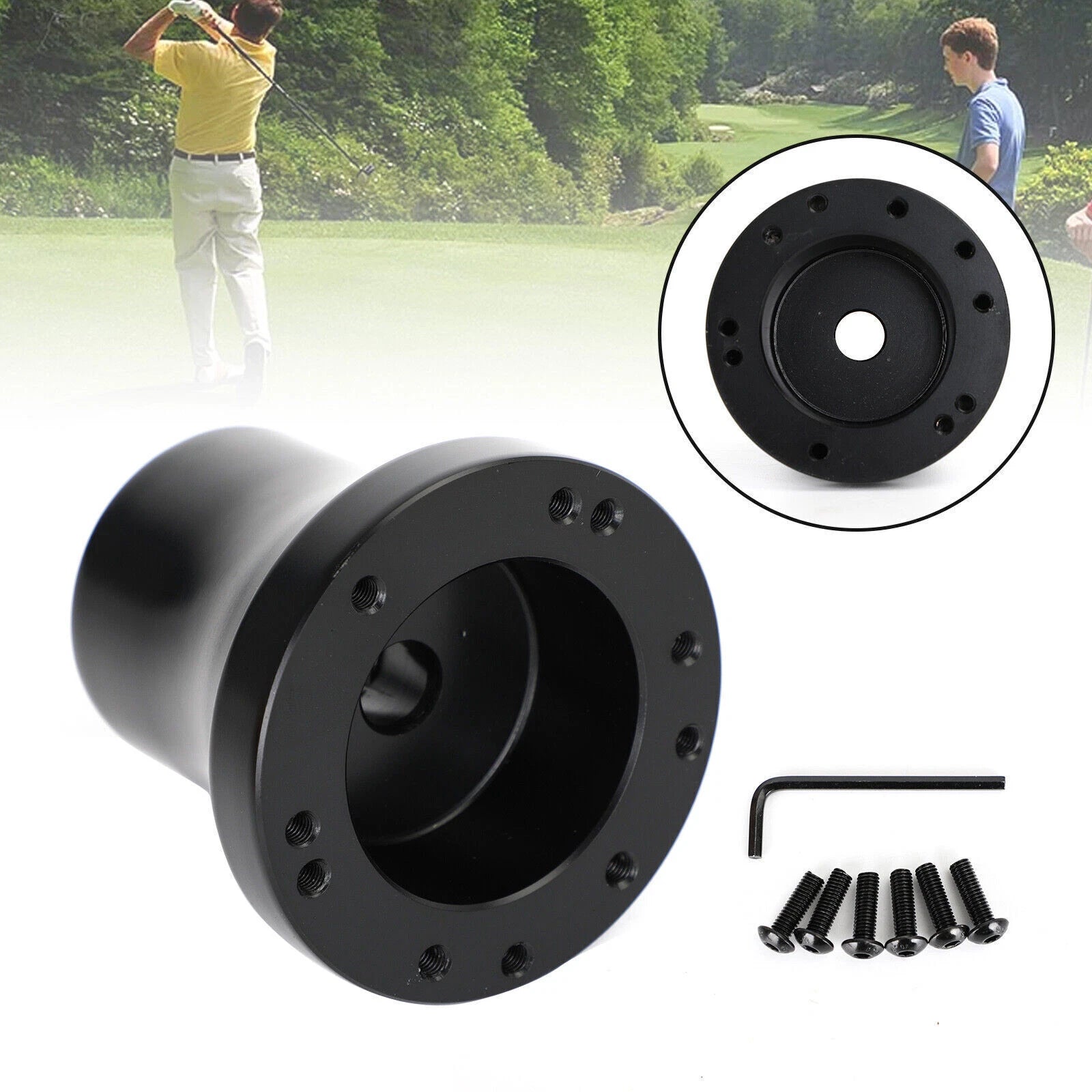 Aluminum Steering Wheel Adapter Hub for Club Car Precedent (Black)