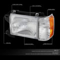 Chrome Housing Amber Corner Headlight for Ford F150 F250 F350 (1987–1991)