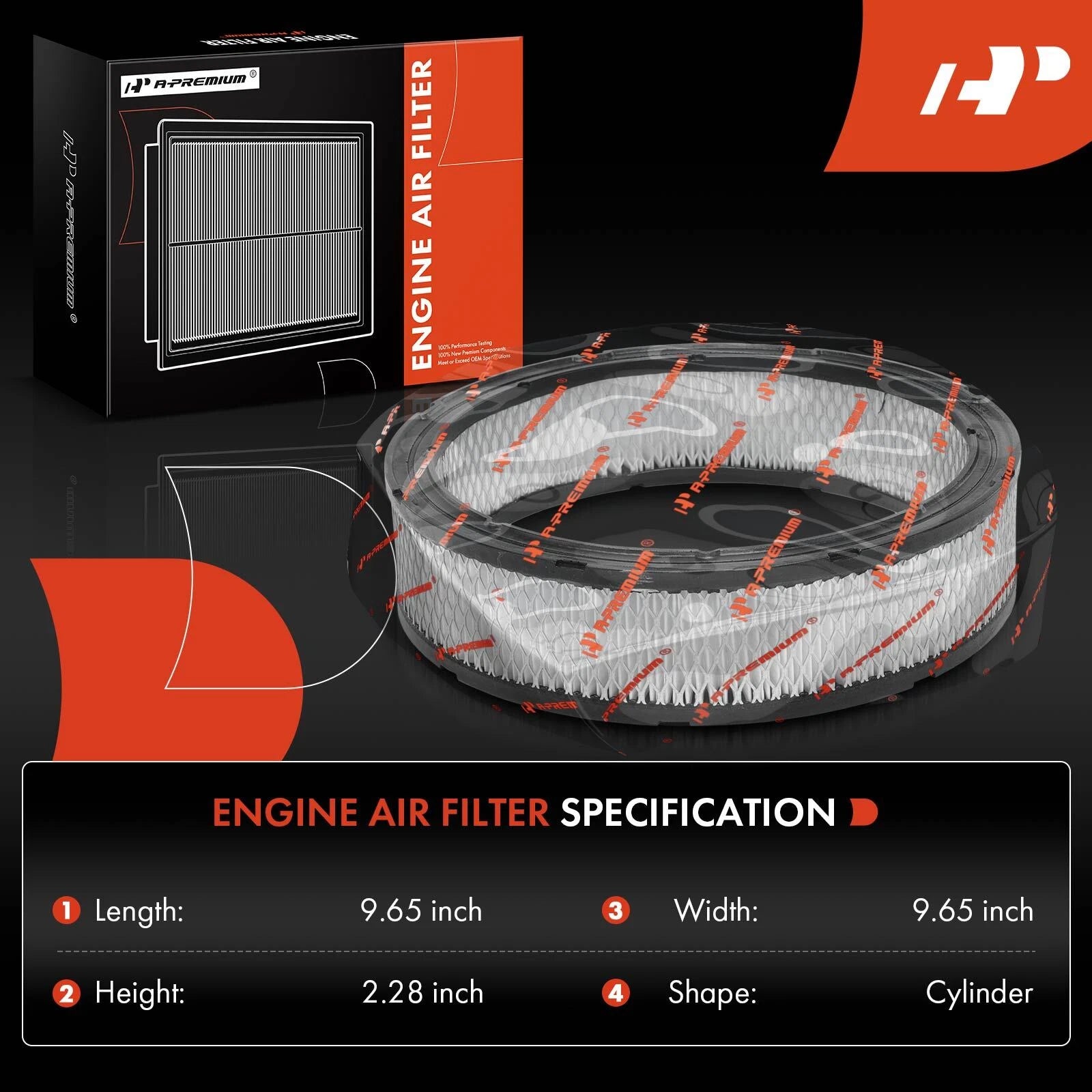 Engine Air Filter for Ford F-250 F-350 Mustang Jeep Wagoneer (1987–1990)