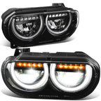 LED DRL Sequential Turn Signal Headlight Lamps for Dodge Challenger (2008–2014)