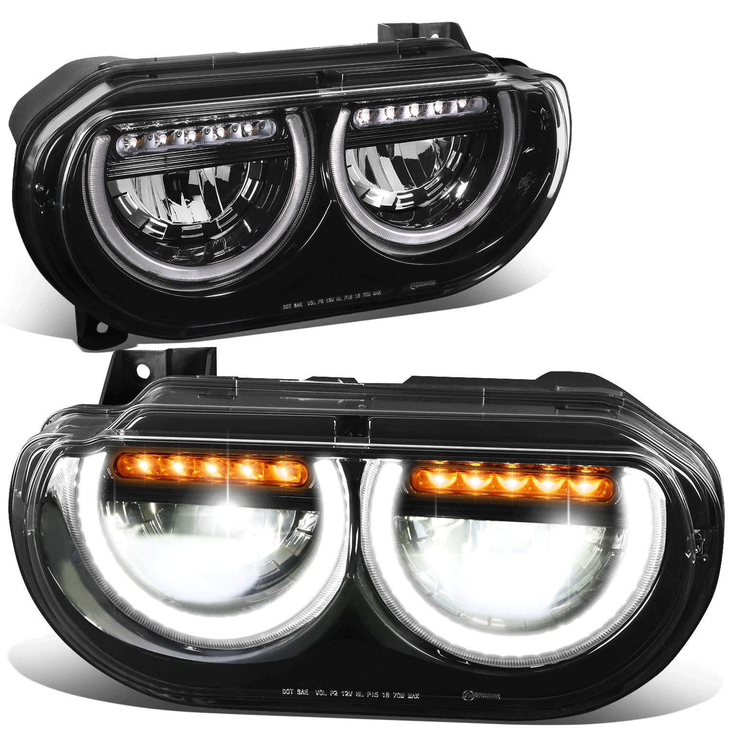 LED DRL Sequential Turn Signal Headlight Lamps for Dodge Challenger (2008–2014)