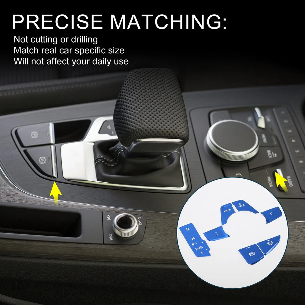 Set of 1 Gear Shift Handbrake Panel Button Switch Cover for Audi A4 A5 (2017–2019) Blue
