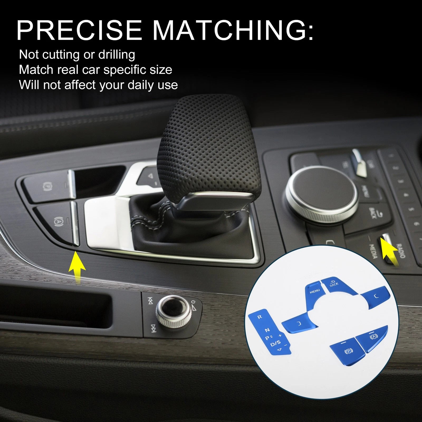 Set of 1 Gear Shift Handbrake Panel Button Switch Cover for Audi A4 A5 (2017–2019) Blue