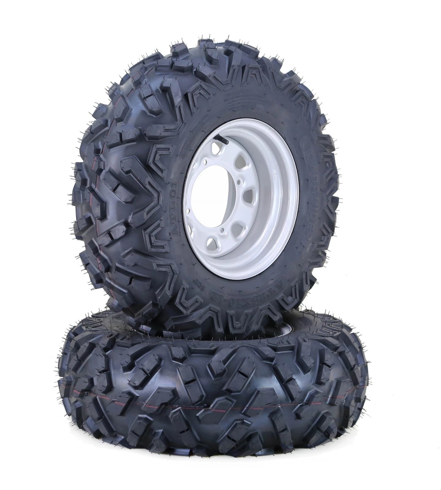 Set of 2 Libra ATV Tire Wheel Assembly 25x10-12 6pr 4-156 PCD 4+3 OS Silver