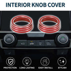 2X AC Climate Heater Switch Knob Cover for Honda Civic (2016–2020) Red