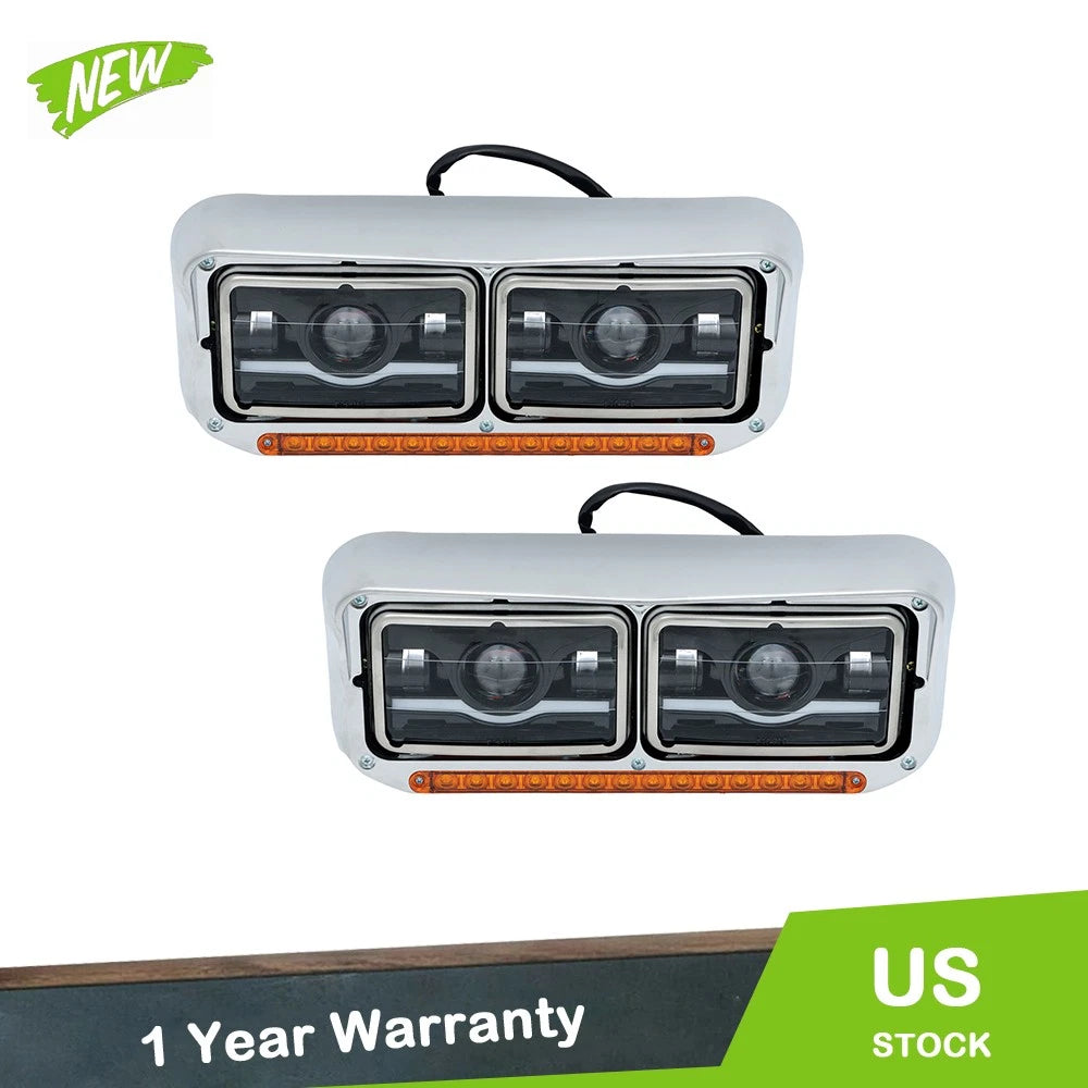Full LED Dual Halo Ring Projector Headlights for Peterbilt Western Star (1981–2019)
