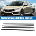 Set of 4 Weatherstrip Window Trim Seal Belts for Honda Civic (2016–2021)