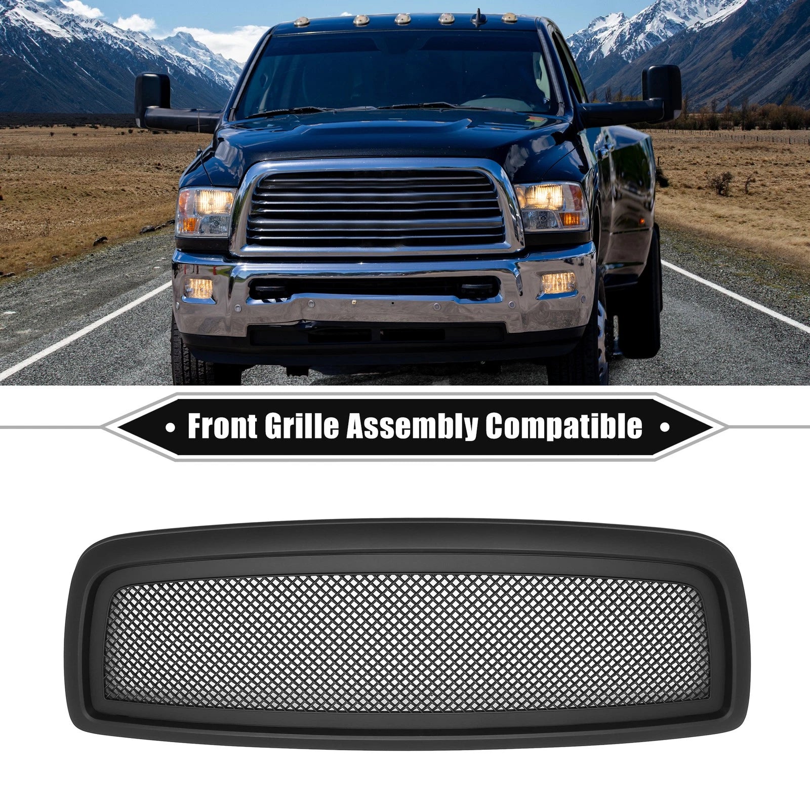 Front Grille Assembly for Dodge Ram 1500 (2009–2010) Matte Black