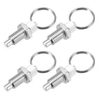 Set of 4 M10x1.5 Stainless Steel Spring Plungers with Pull Rings for Fixtures