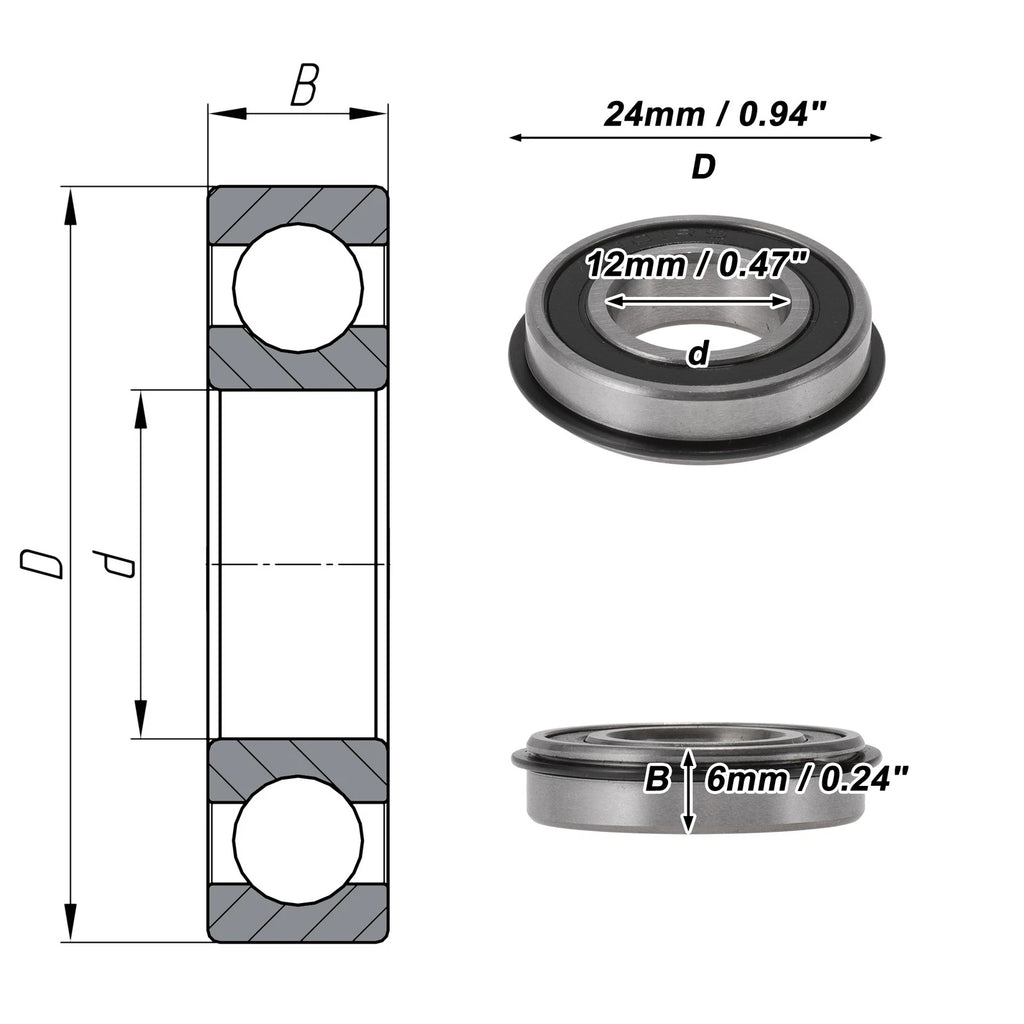 Deep Groove Ball Bearings 12x24x6mm for Various Models (6901NR2RS)