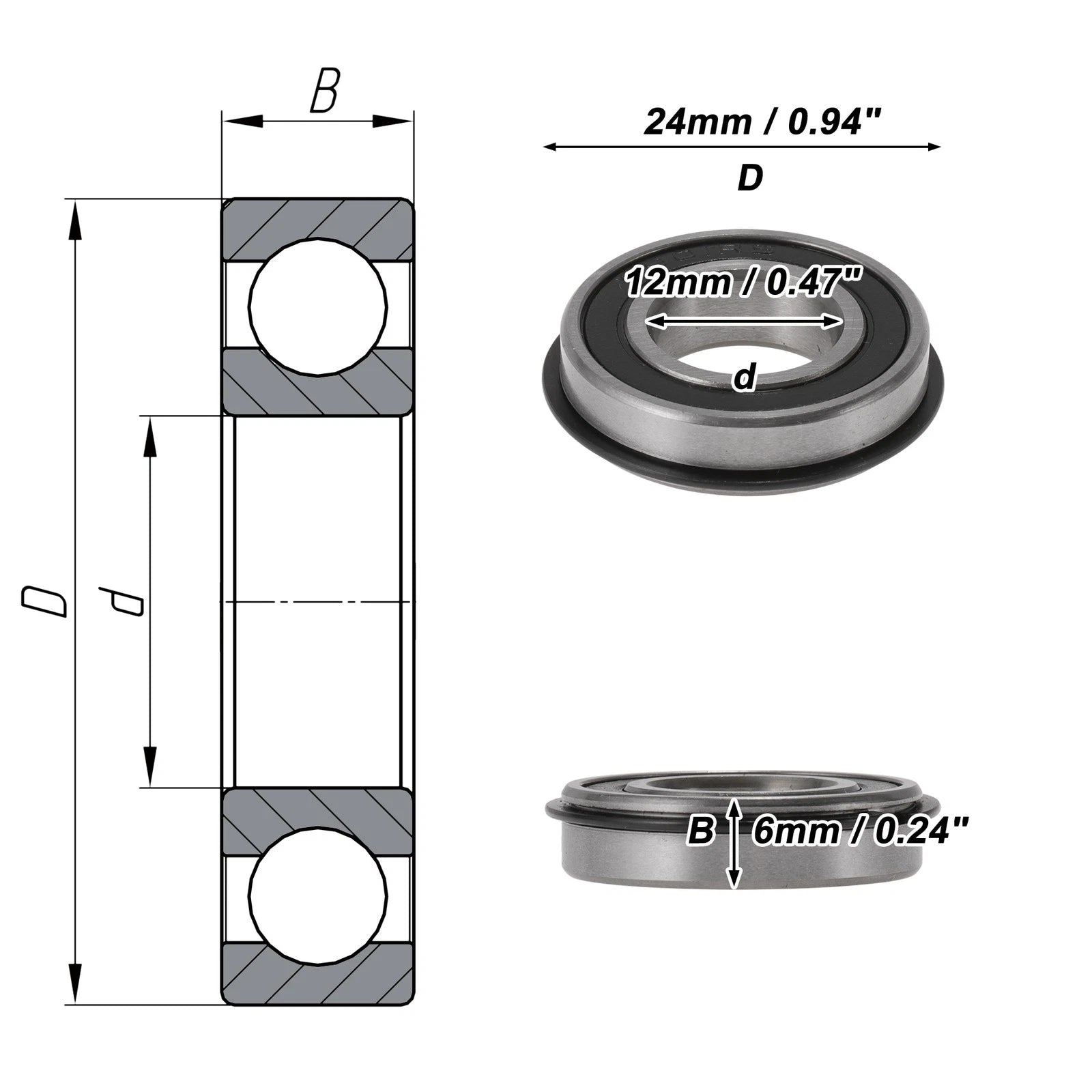 Deep Groove Ball Bearings 12x24x6mm for Various Models (6901NR2RS)