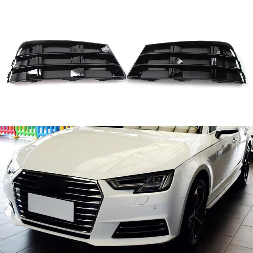 L+R Fog Light Grille Cover for Audi A4 B9 (2016–2018) Black