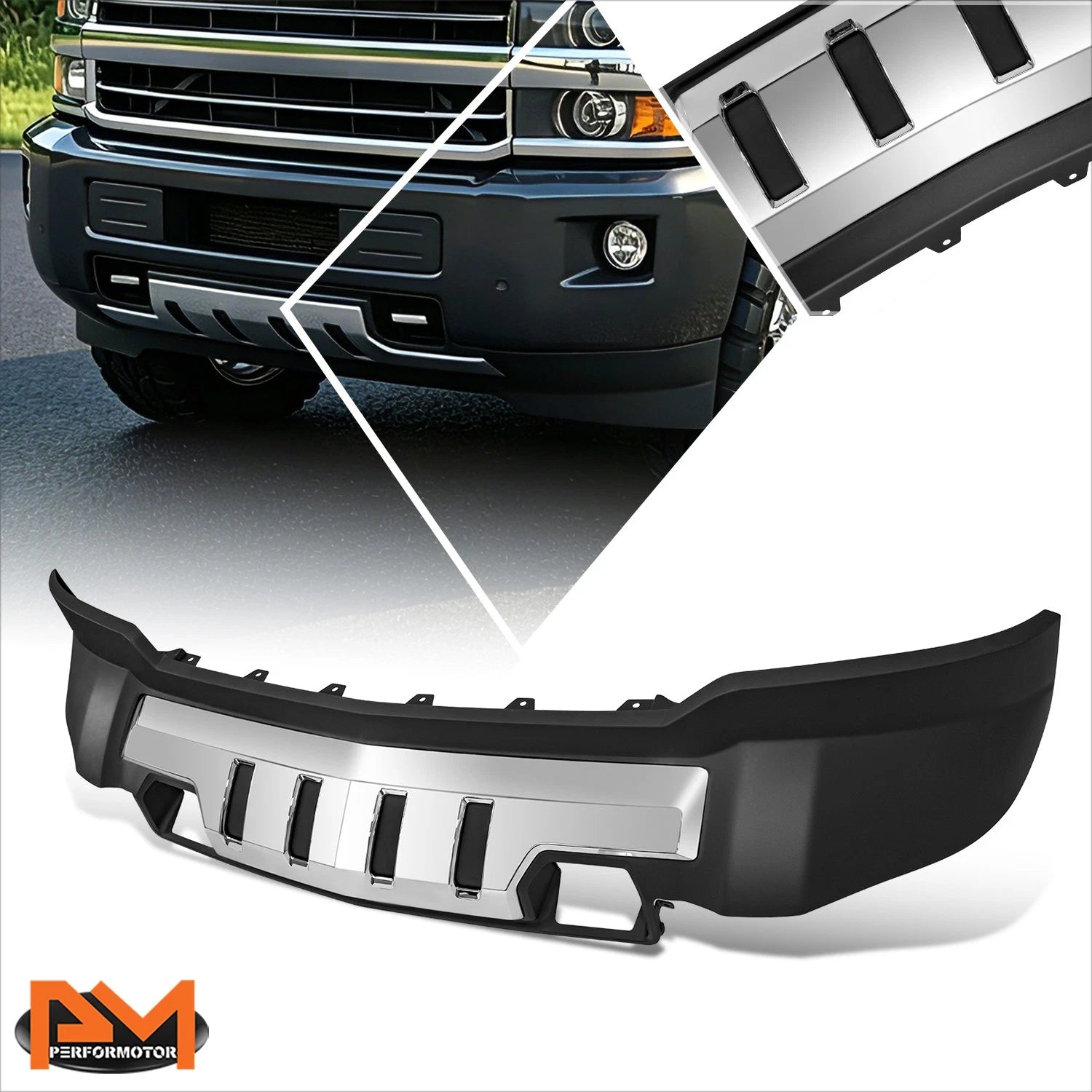 Front Lower Apron Skid Plate w/ Chrome Panel for Silverado 2500 3500 HD (2015–2019)