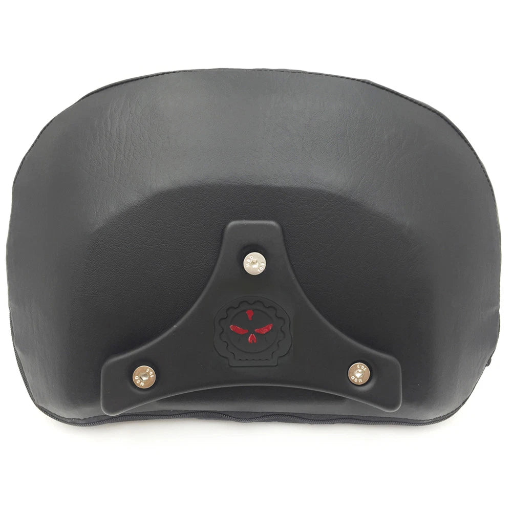 Black Cushion Backrest w/ Skull Plate for Harley Touring Road King (1997–2017)