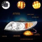Full LED Dual C-Shape DRL Projector Headlights for International 4300 4400 (2002–2016)