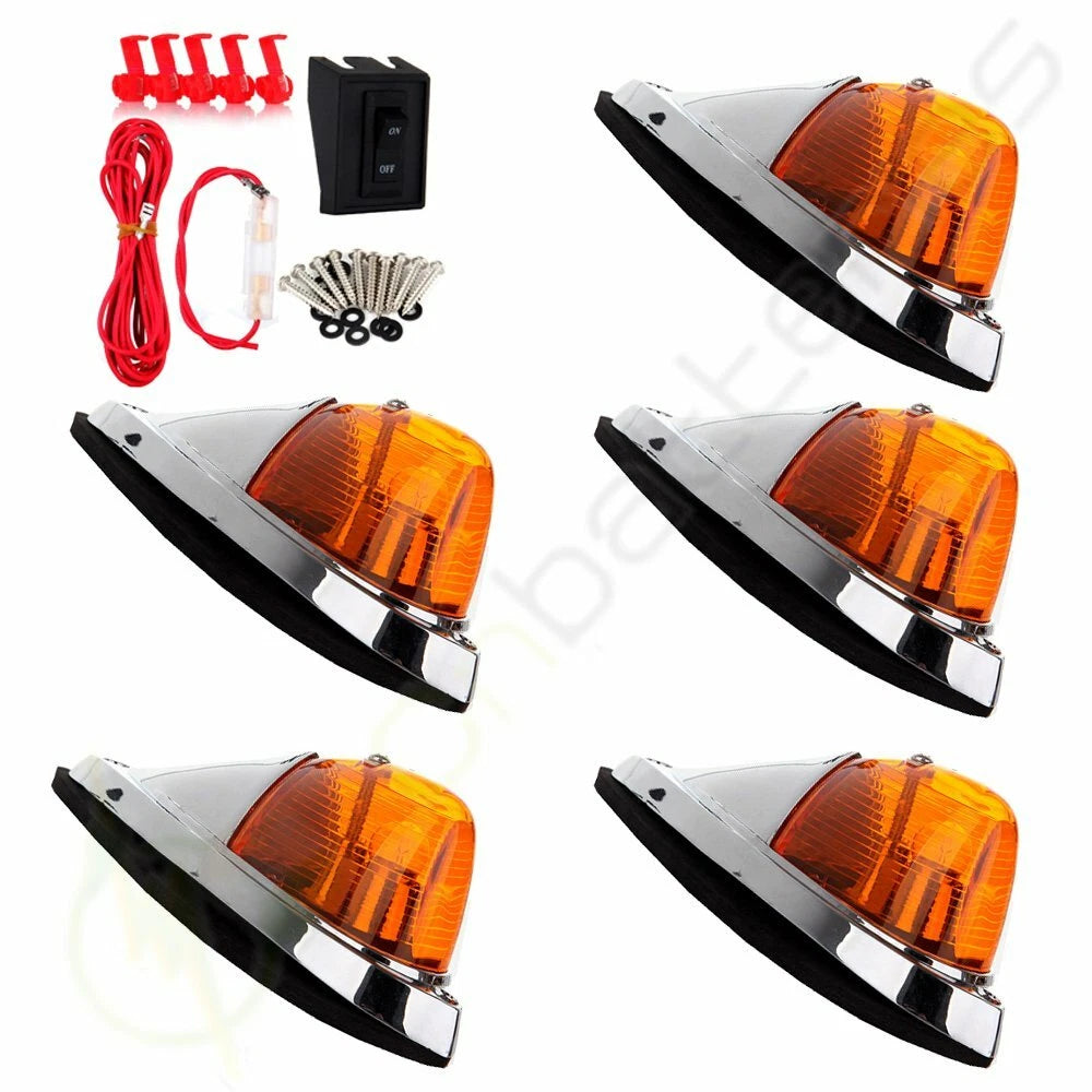 5 Amber Cab Marker Lights + Wiring Kit for Dodge Ram (1972–1993)