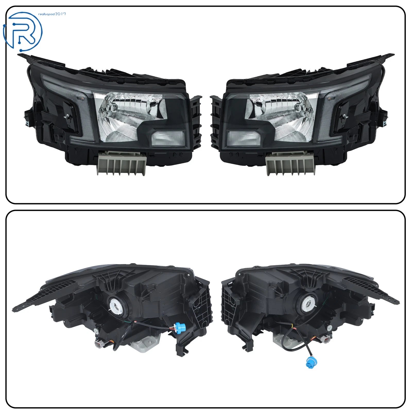 Headlight Set for Nissan Frontier (2022-2023) Halogen Black