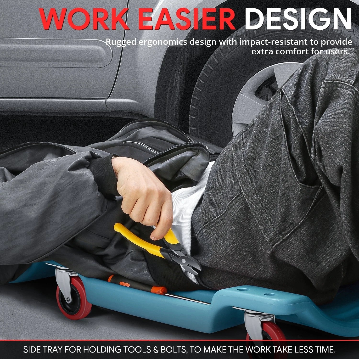 36" x 17" Ergonomic HDPE Automotive Creeper for Universal Use (200Lbs)