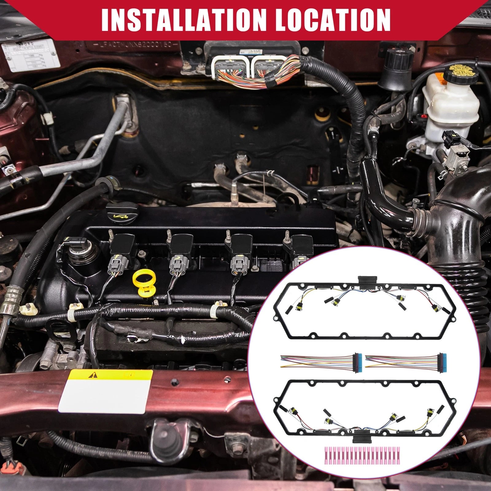 2X Valve Cover Gaskets with Fuel Injector Pigtail Kit for Ford Excursion (2000–2005)