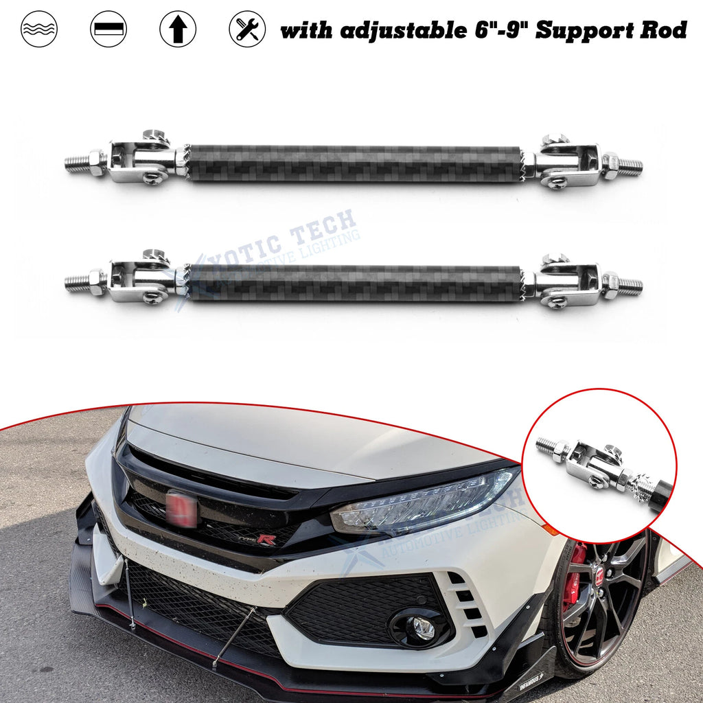 Carbon Adjust 6" to 9" Bumper Diffuser Splitter Strut Rod Stabilizer for Honda (2012–2023)