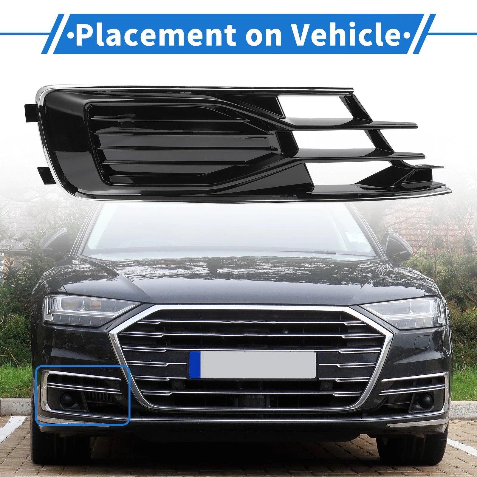 1pc Fog Light Grill for Audi A6 C7 (2014–2018) No. 4G0807682AD