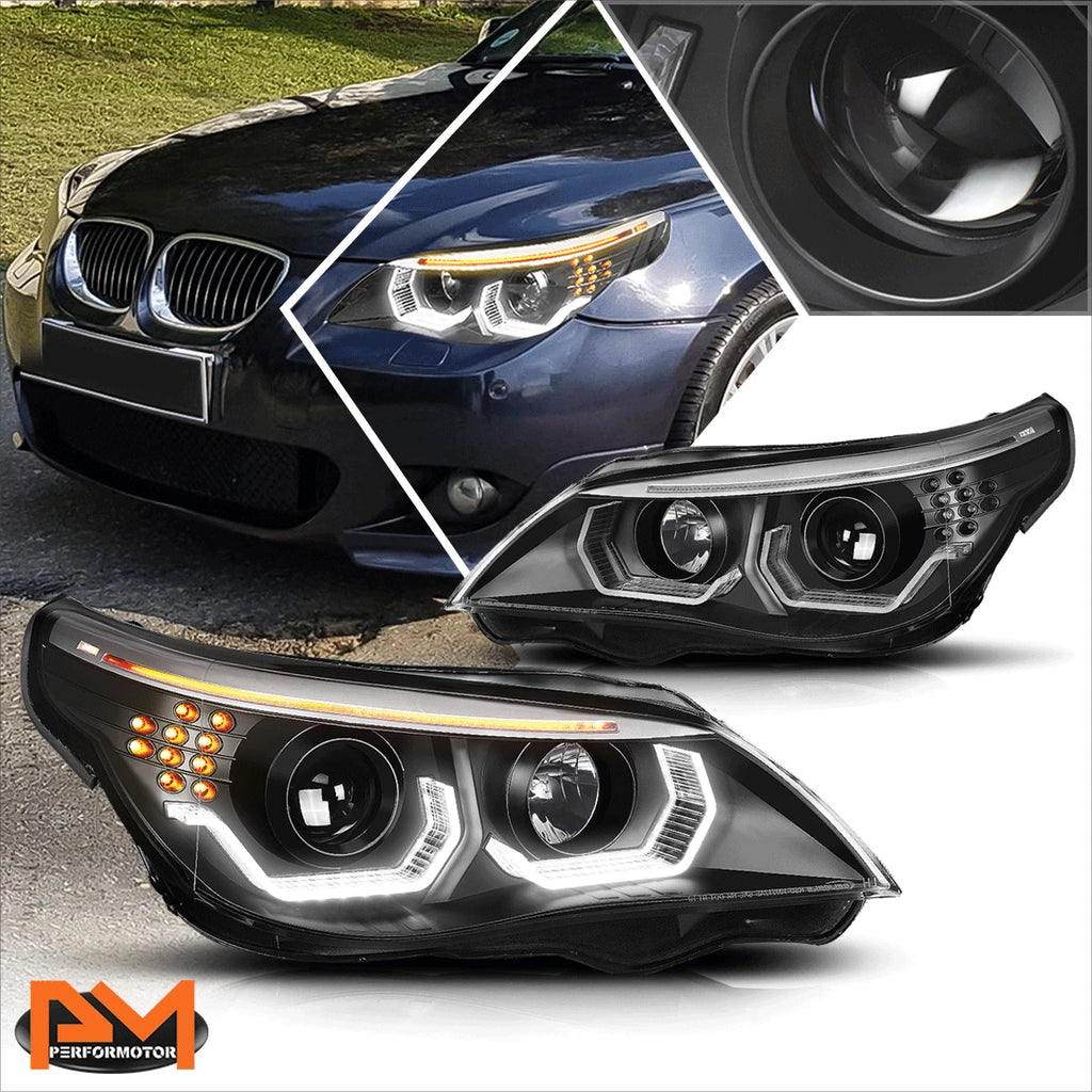 LED U-Halo Turn Signal Projector Headlight for BMW 5-Series E60 (2004–2007)