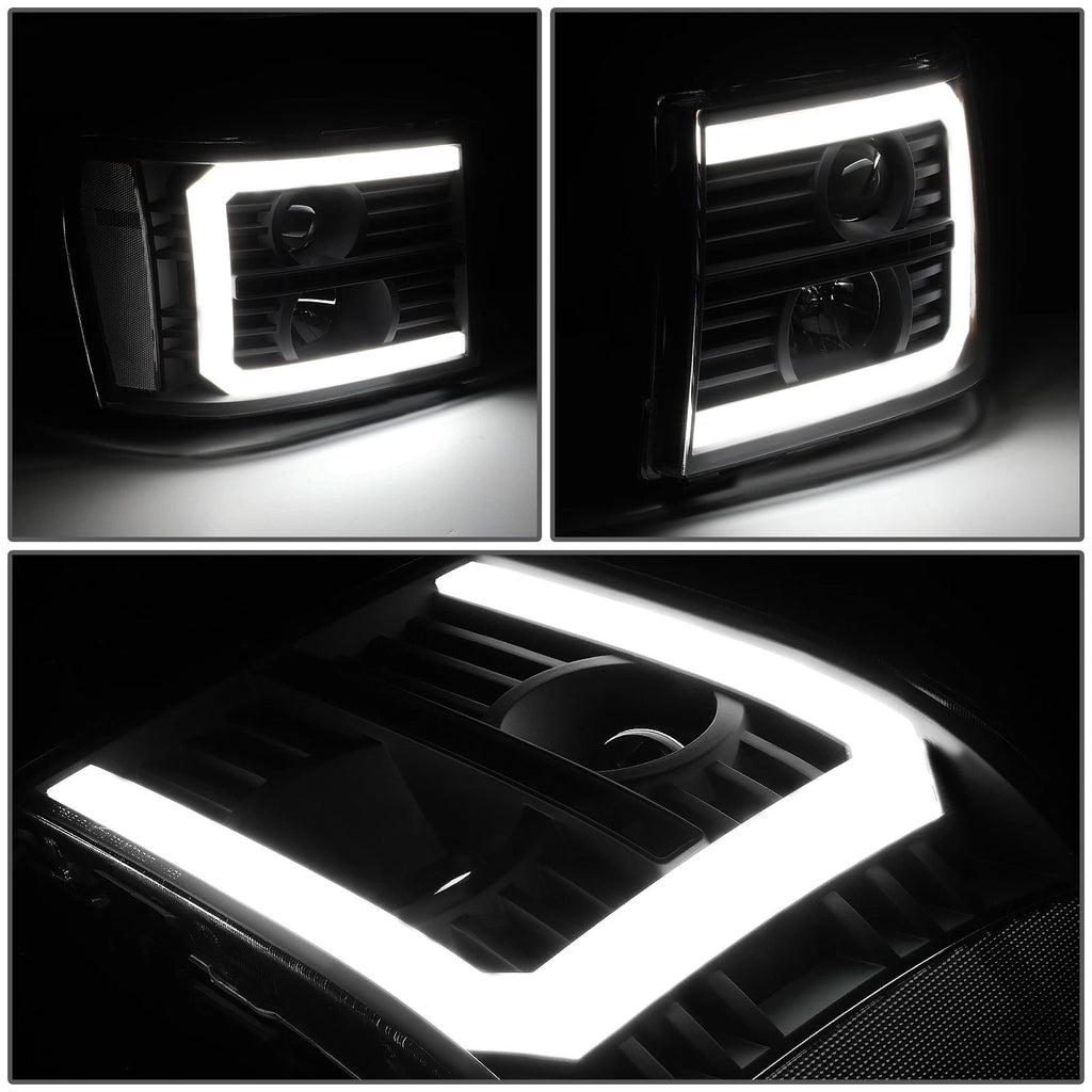 LED Projector Headlight Lamps for GMC Sierra (2007–2014) - Black