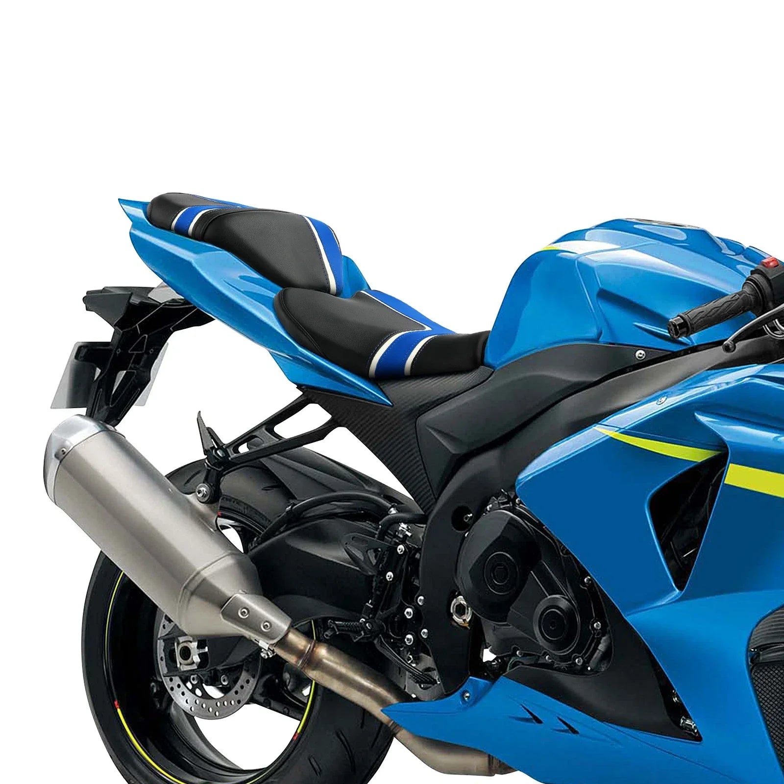 Driver & Passenger Seats Black Blue for Suzuki GSXR1000 (2009 - 2016)