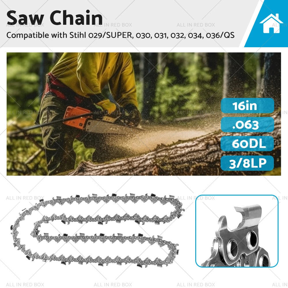 Tungsten Chainsaw Chain Semi Chisel 3/8 .063 60 DL for STIHL 16" (Fits Models)