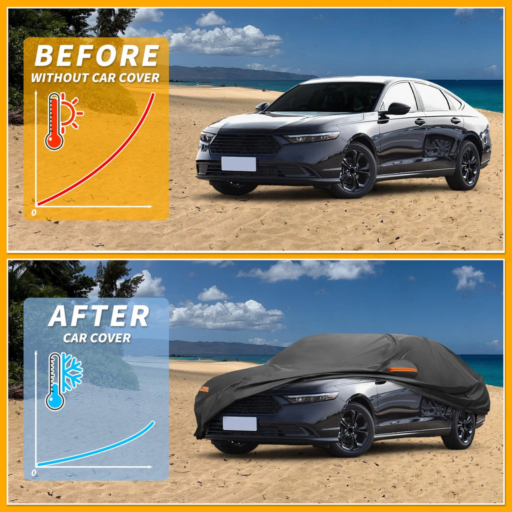 Waterproof Car Cover for Honda Accord Sedan (190T-PU, Black)