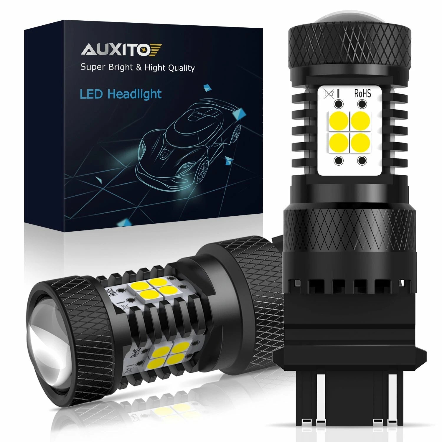 2X AUXITO 3157 LED Reverse Backup Light Bulbs 6000K for