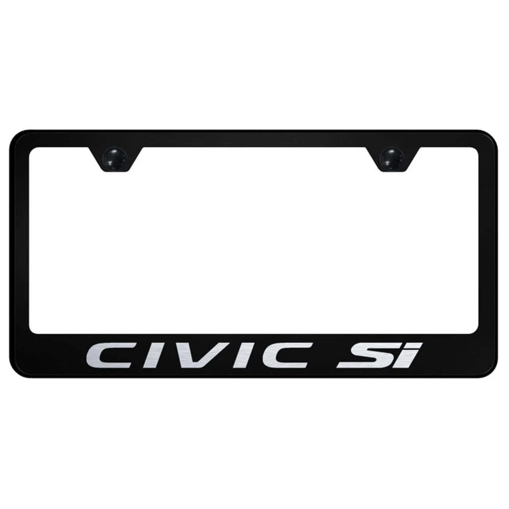 Etched on Black License Plate Frame - Officially Licensed for Honda Civic Si