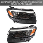 Set of 2 LED Headlight Assembly for Jeep Compass (2022–2026)