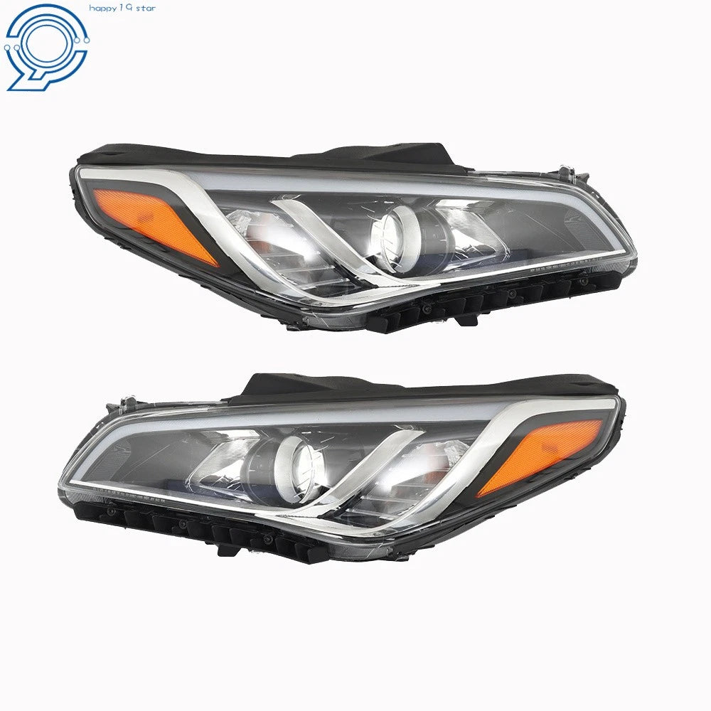 Set of 2 Clear Chrome Headlights for Hyundai Sonata (2015–2017)