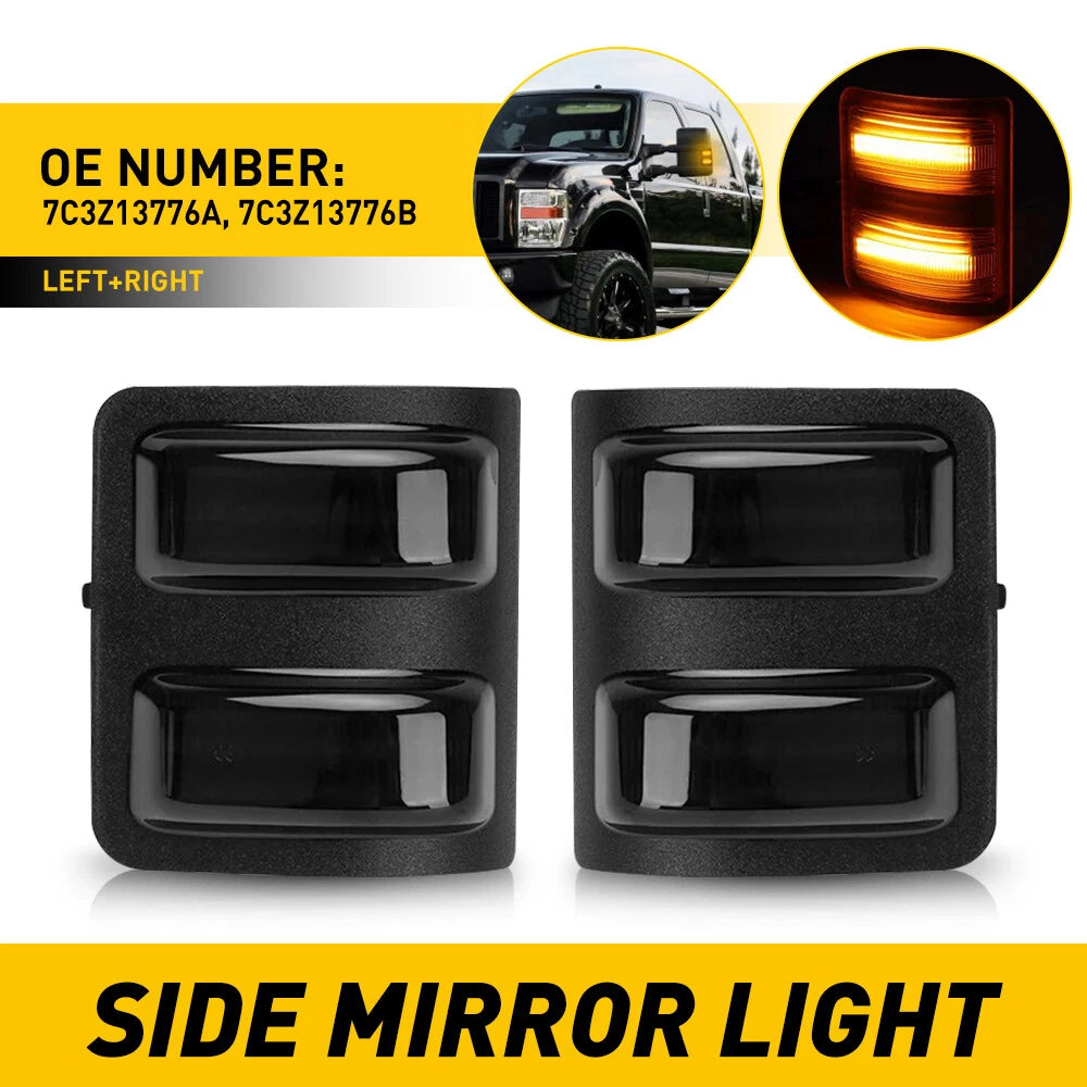 Smoked LED Side Tow Mirror Light for Ford F250-F550 Super Duty (2008–2016)