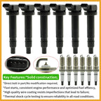 Set of 6 Ignition Coils & Iridium Spark Plugs for Toyota Tacoma 4Runner (2005–2020)
