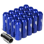 Set of 20 J2 7075 Forged Aluminum M12x1.25 Open-End Lug Nuts w/Adapter Blue