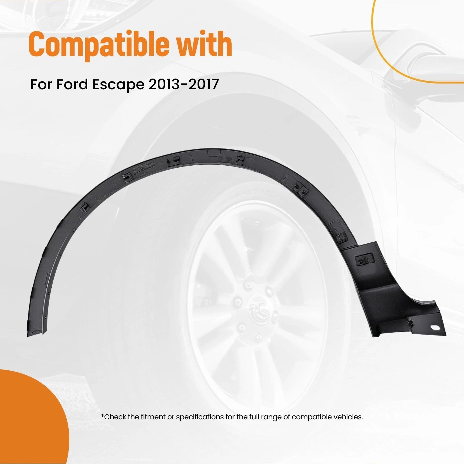 Black Polypropylene Front Right Fender Flare for Ford Escape (2013–2017) CJ5Z16268AA