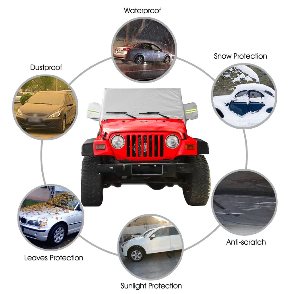 Car Cover for Jeep Wrangler TJ 2 Door (1997–2006) Waterproof Reflective Strips