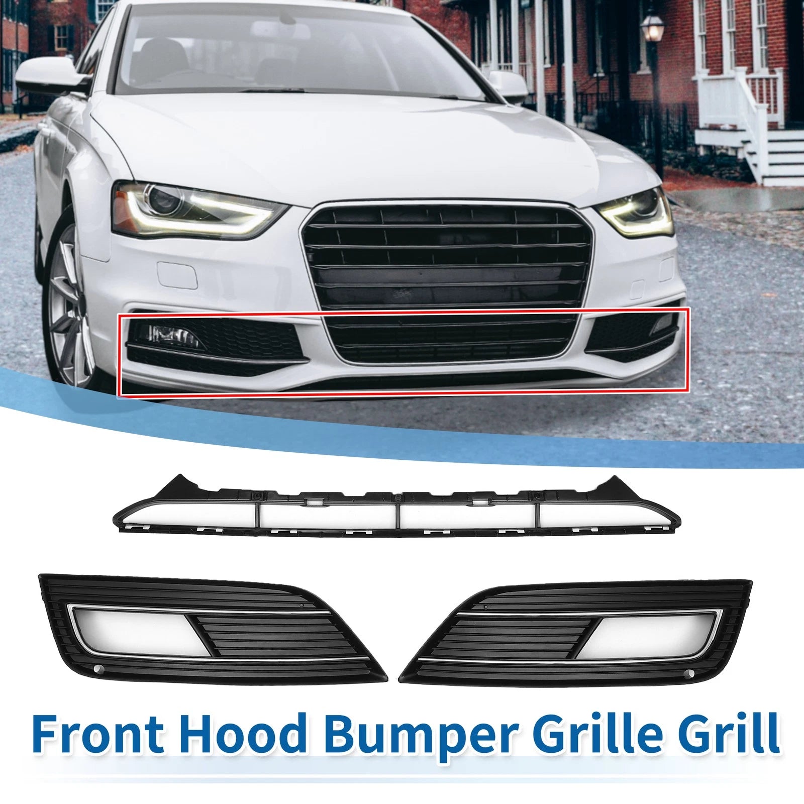 Set of 1 Front Lower Bumper Grille Grill for Audi A4 B8PA (2013–2015) No.8KD807681 Black