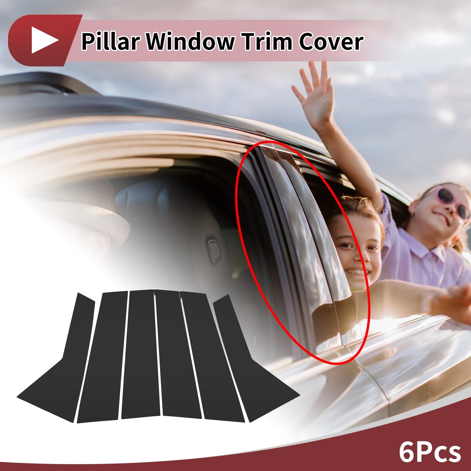 Door Pillar Window Trim Set for Hyundai Veracruz (2007–2012) Black