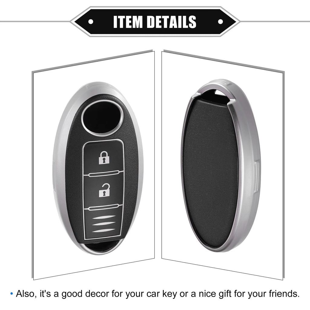 3 Button Key Fob Cover for Nissan Serena, X-Trail (Fit 2000–2023) TPU Black