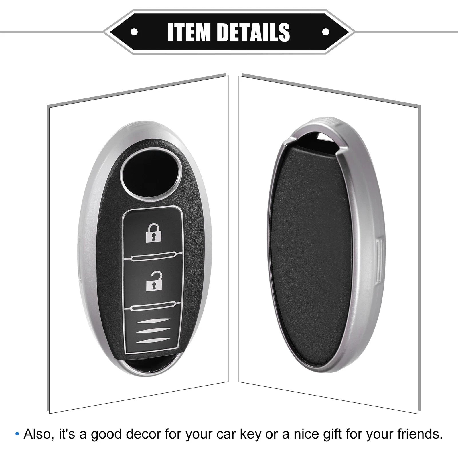 3 Button Key Fob Cover for Nissan Serena, X-Trail (Fit 2000–2023) TPU Black