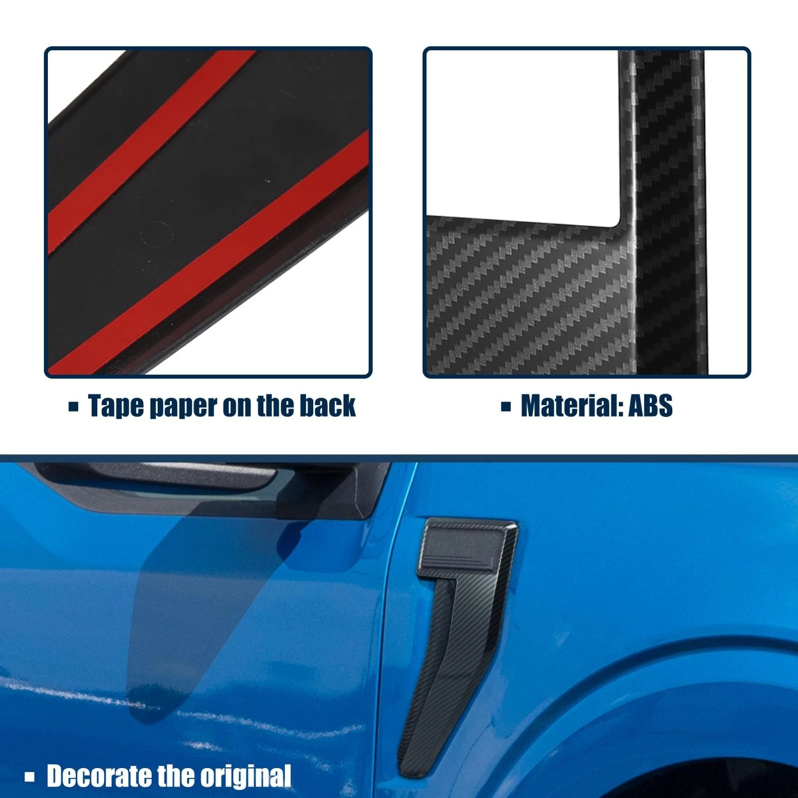 Set of 2 Carbon Fiber Style Side Vent Fender Badge Covers for Ford F150 (2021–2022) 782685548700