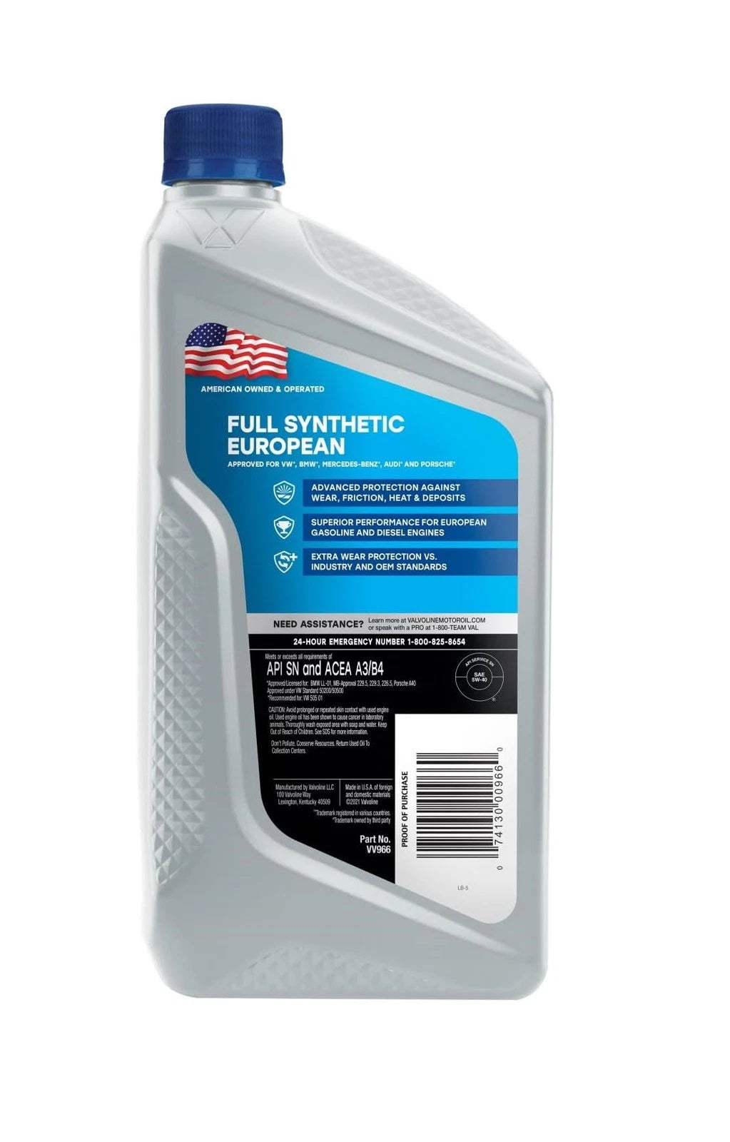 Full Synthetic SAE 5W-40 Motor Oil for European Vehicles (1 Quart)