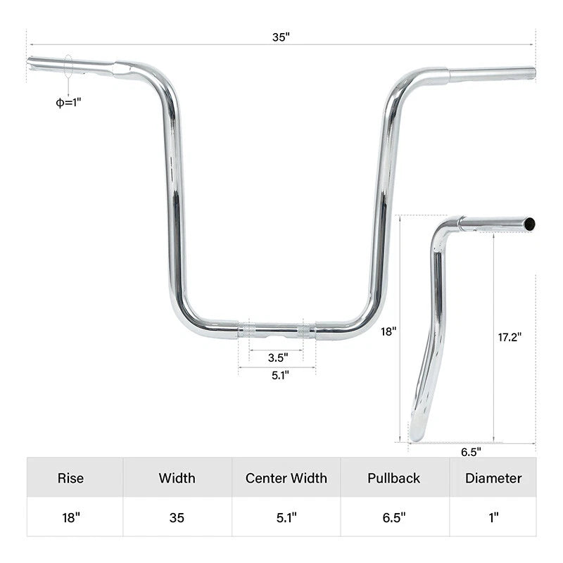 18" Ape Hanger Handlebar for Harley FLST FXST Sportster XL883 XL1200 (2004–2023)