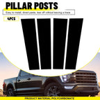 Set of 4 Glossy Black B Pillar Post Cover Trim for Ford F150 Super Cab (2015–2021)