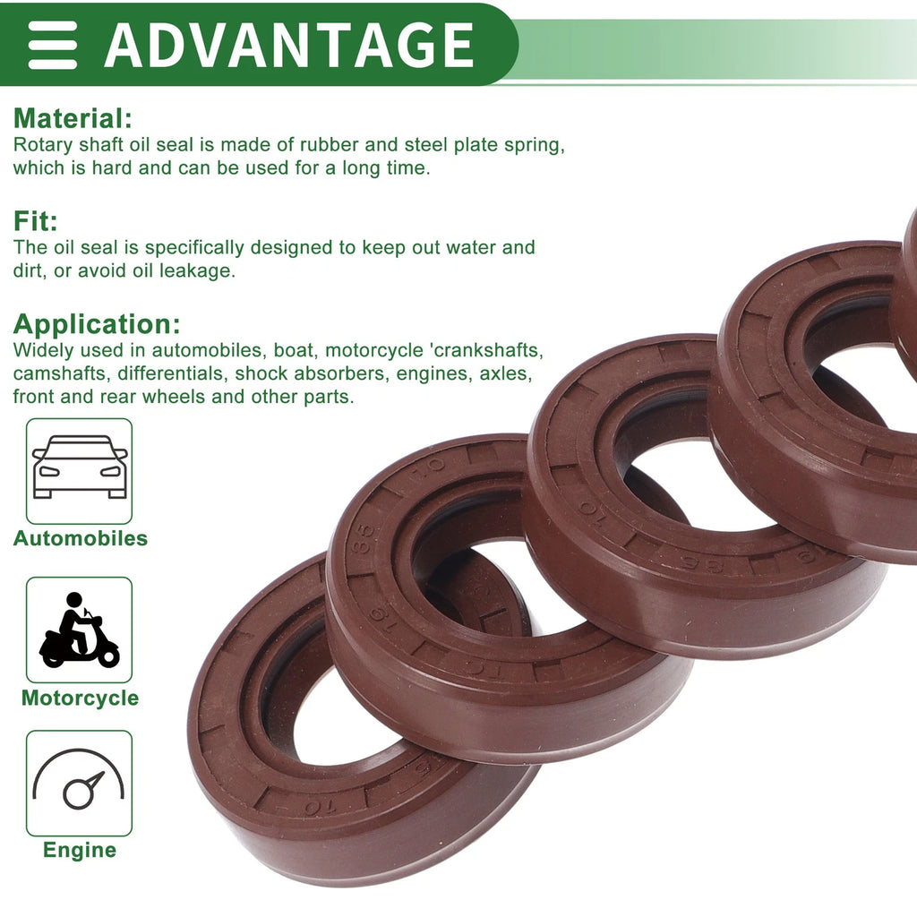 Set of 5 Oil Seal Rotary Shaft Seal FKM Rubber 19x35x10mm