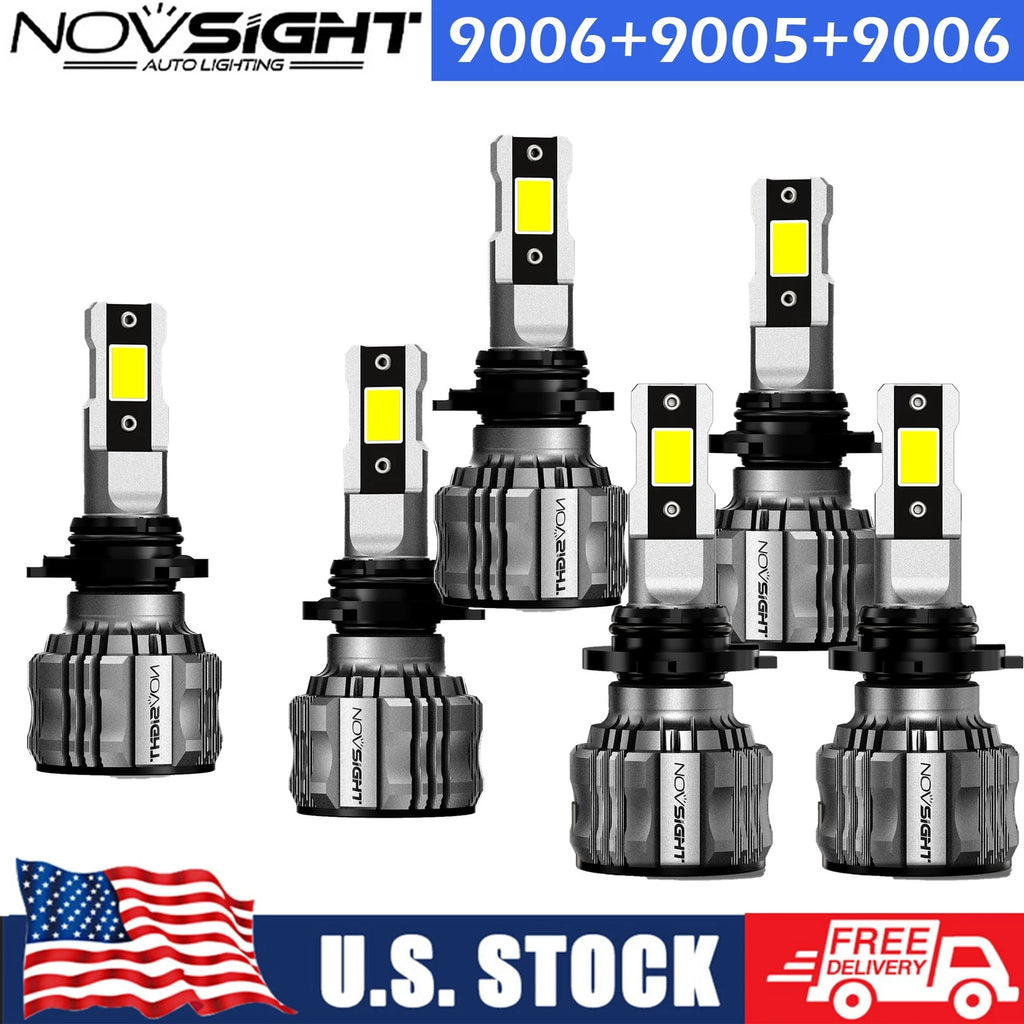 Set of 6 LED Headlight & Fog Light Bulbs for 9005 9006 (All Years)